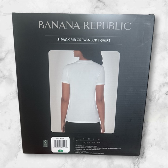 Banana Republic Classic White, Grey & Black Crew-Neck T-Shirt 3-Pack- Size XL - Picture 2 of 2